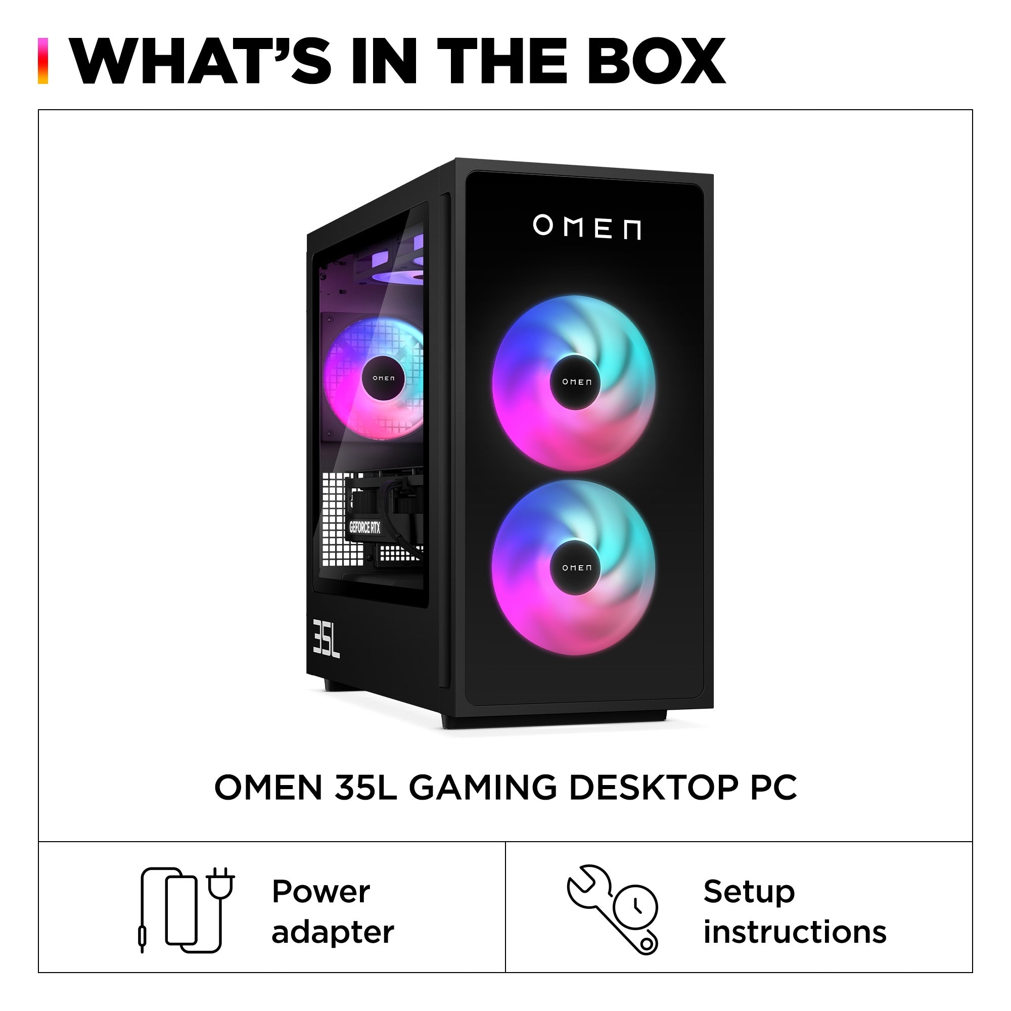 OMEN 35L Gaming Desktop GT16-0285t PC. Windows 11 Home. Intel® Core™ Ultra 9. 64GB RAM. 2TB SSD. NVIDIA® GeForce RTX™ 5080. Black - Image 8